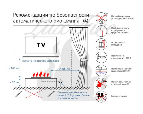 Автоматический биокамин Lux Fire Smart Flame 1200 RC INOX